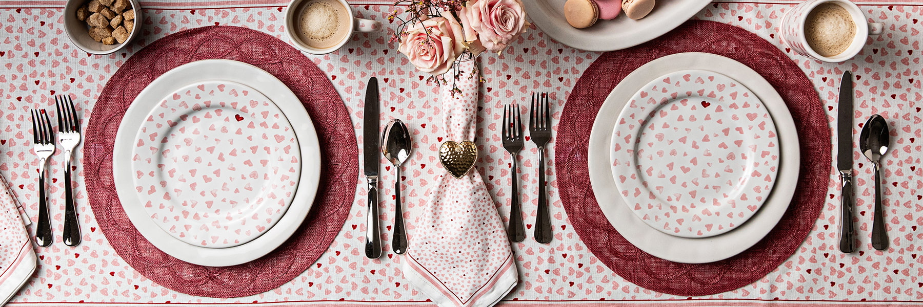 Love You More! linen and ceramic collection featured within a tablescape