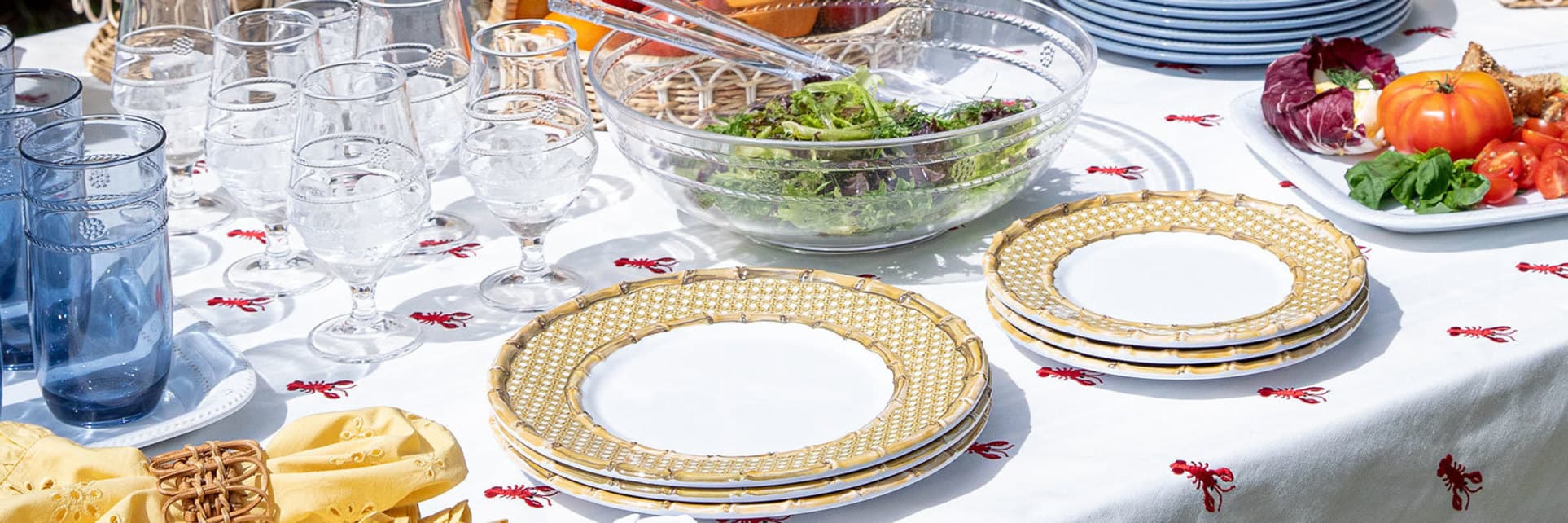Designed with acrylic so sparkly and melamine so sturdy—no one will guess they aren’t glass and ceramic!
