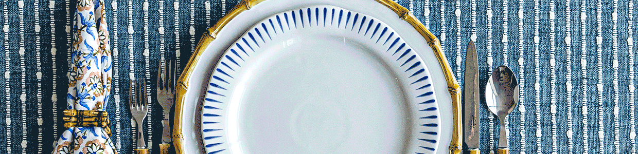 Blue and white plates mix and match to create a beautiful place setting.