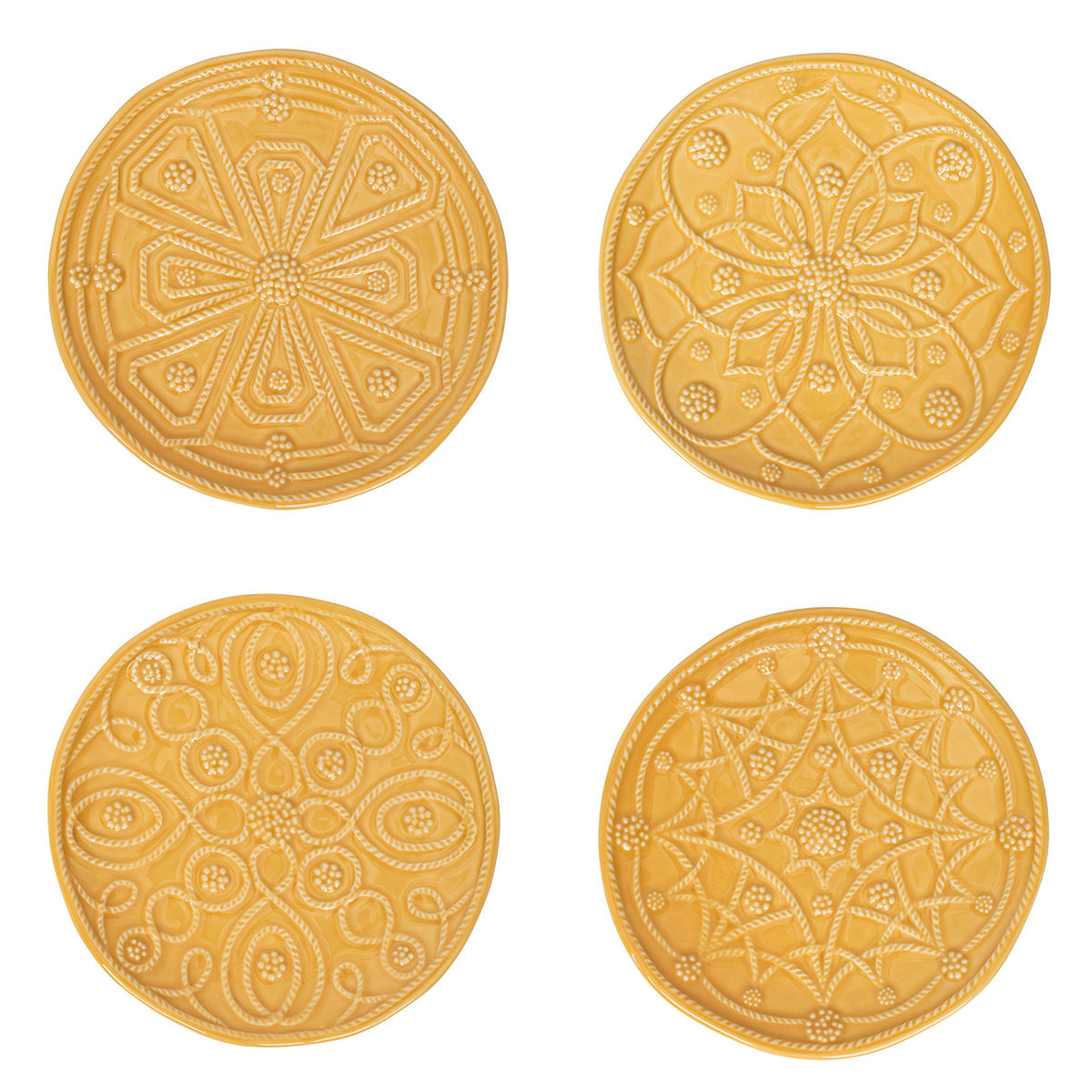 Jardins Du Monde Side/Cocktail Plate Assorted Set/4 - Daffodil