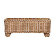This exquisitely detailed, hand-woven rattan rectangular planter infuses natural beauty and texture into any space for displaying houseplants and flowers. Shaped perfectly to nestle on mantelpiece of windowsill, we especially love it when potted with a trio of orchids or herbs set on a dining table.