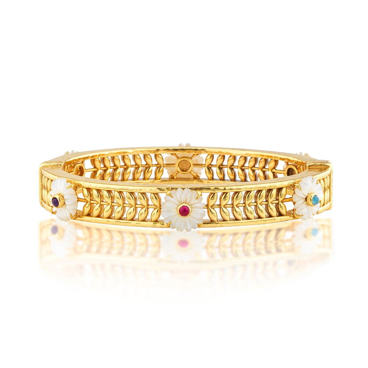 Villandry Fleur Vine Hinged Bangle, S/M - Multi – Juliska