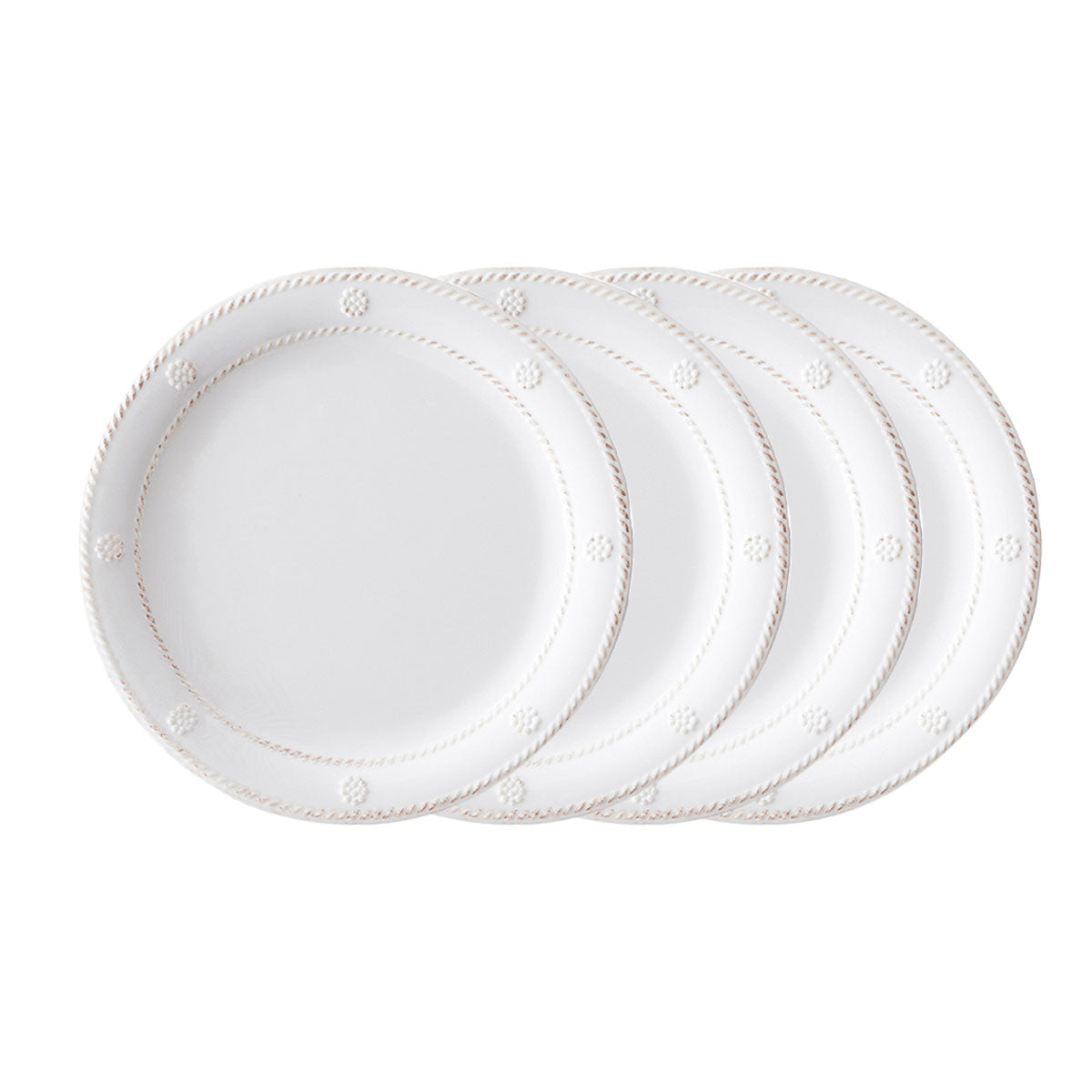 Berry & Thread Melamine Dessert-Salad Plate Set-4 - Whitewash