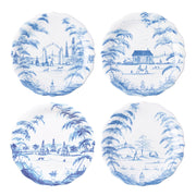 From our Country Estate Collection- An afternoon stroll about the grounds is a lovely interlude, indeed. Each plate in our collection of four highlights a different charming location that you may explore on your walk. Use them as a beautiful way to gather small household items like spare change and buttons, or to serve your favorite nibbles. Featuring: Apple Orchard, Rose Arbor, and Spring Gardening scenes.