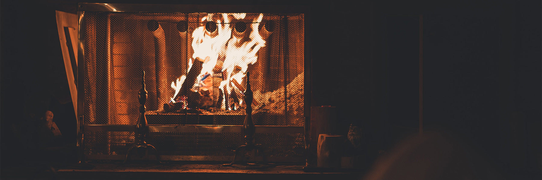 glowing fireplace