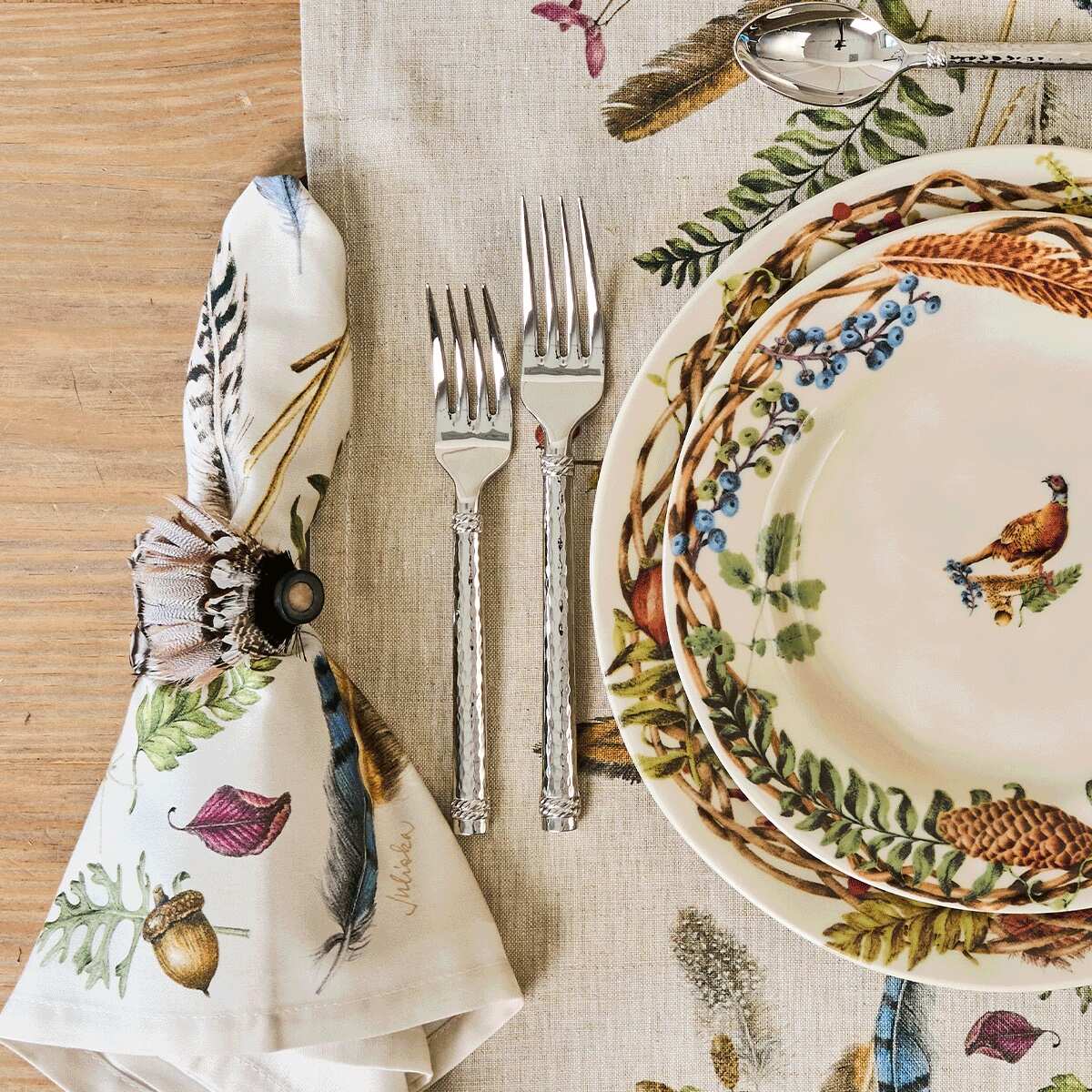 Forest Walk Linens and Plates with Graham Flatware