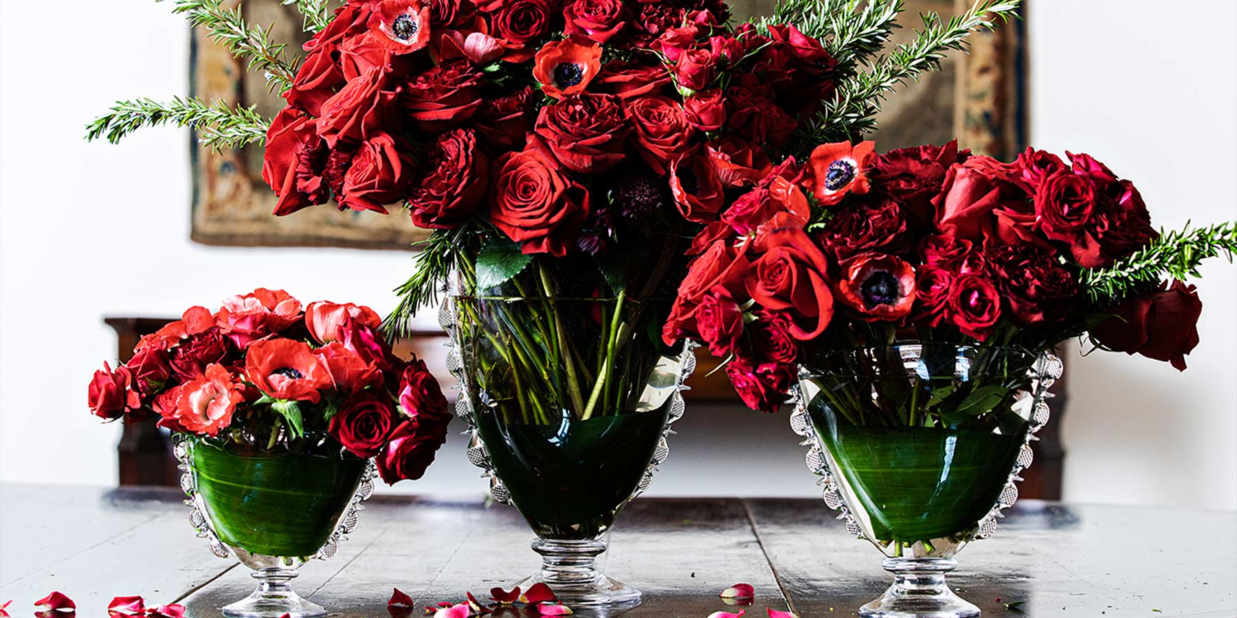 A beautiful arrangement of flowers in a Harriet Fan vase.