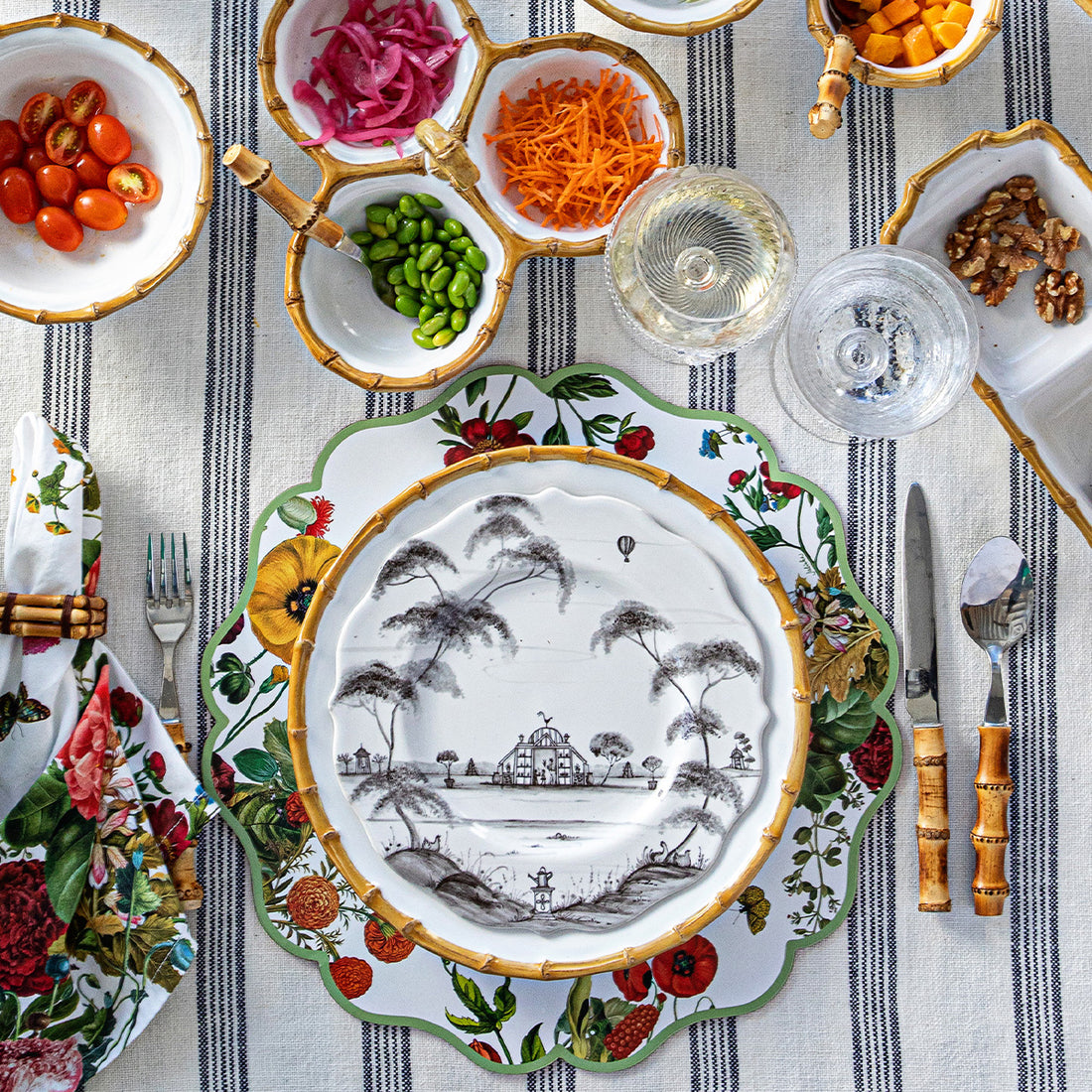 Opposites Attract with Country Estate Flint Grey, Floral Flowers and Bamboo.