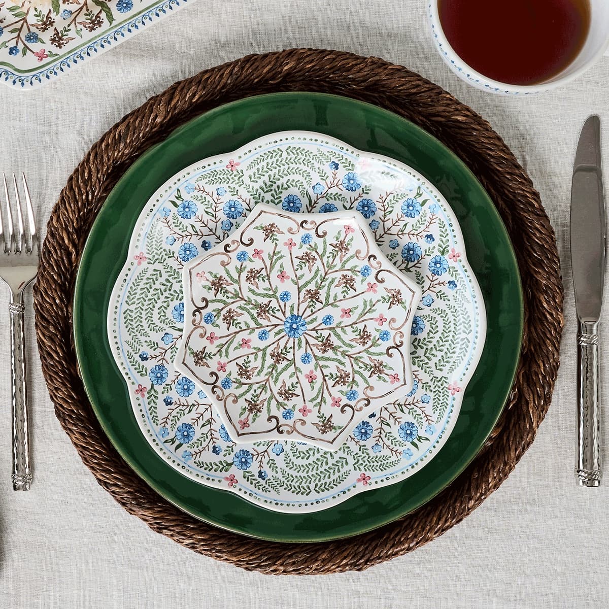 Villa Seville Collection on top of a Puro Basil Dinner Plate