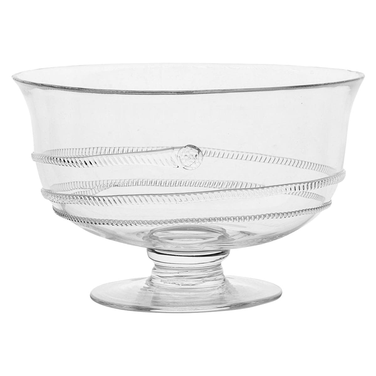 A show-stopping centerpiece bowl, this footed vessel shines a spotlight on whatever you are serving - from decadent chocolate mousse to festive rainbow-hued parfait or sitting permanently in your dining room. Expertly hand crafted by our master glass artisans, it is festooned with our iconic, uplifting swirl and buttoned with a solitary berry.