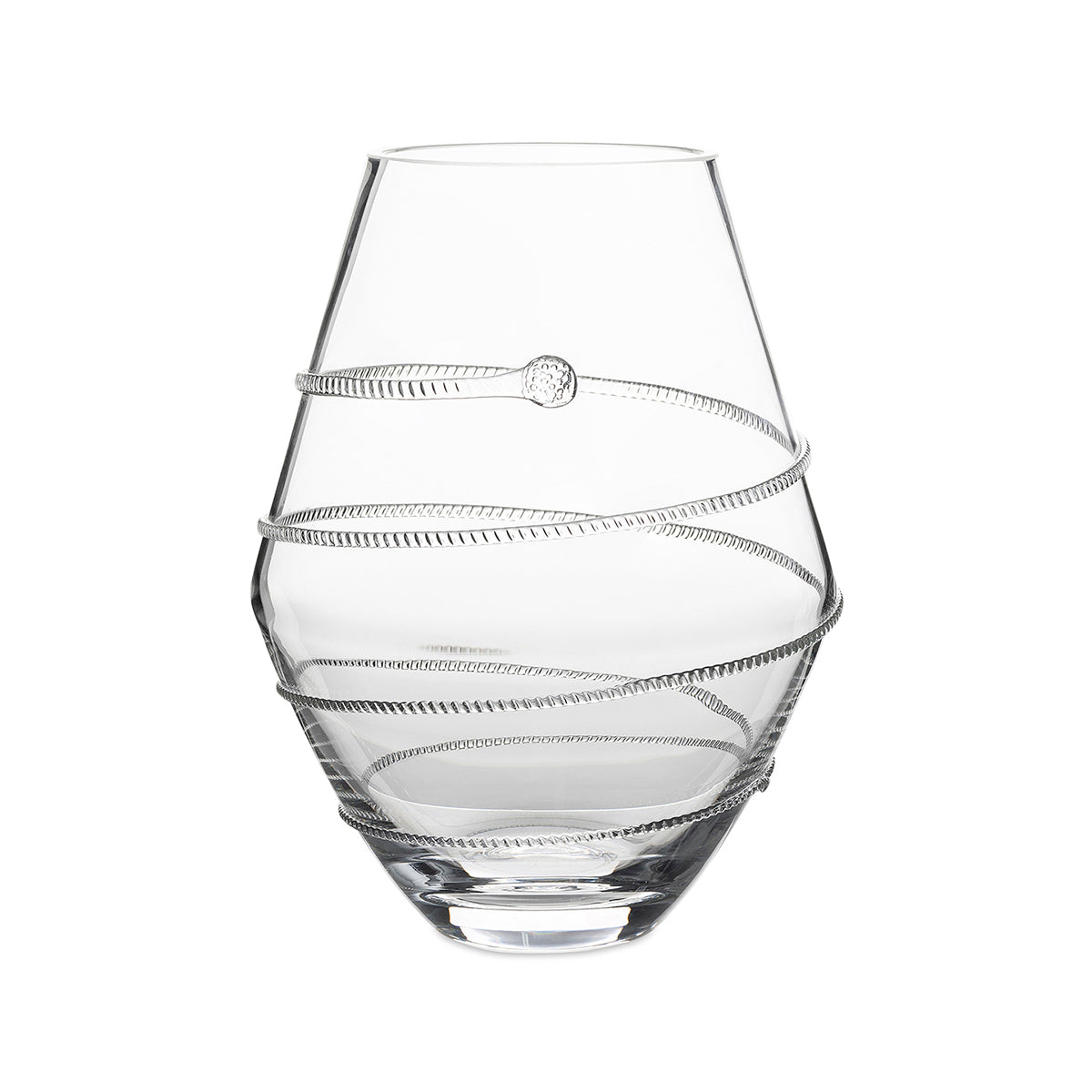 Part of our Amalia Collection, this uniquely rounded vase with signature spiral is just the right size for a delicate bouquet next to your bedside or perched in a powder room.