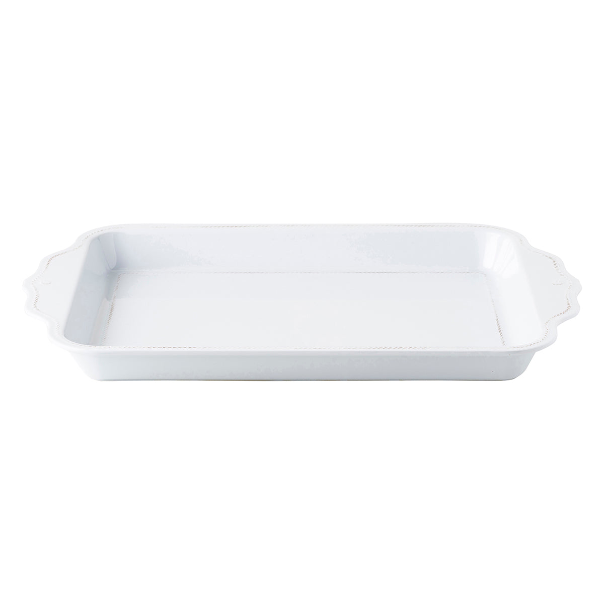 From our Al Fresco Collection - Durability meets design with our iconic Berry & Thread motif on melamine dinnerware, perfect for the adventurous entertainer. This generously sized tray will make it easy to transport all your table settings and BBQ accoutrements to the patio in one fell swoop!