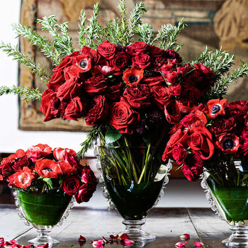 A beautiful arrangement of flowers in a Harriet Fan vase.