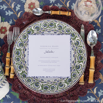 Veronica Beard & Juliska Collection table setting and dinner invite.