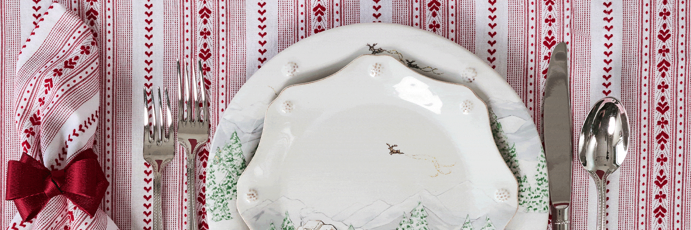Moveable gif featuring berry and thread north pole plates mixed with jardin du monde and puro basil plates
