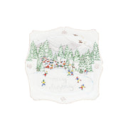 The perfect trinket tray for all your baubles or favorite petite sweets, place one in every room - and then be sure to stock up to give as gifts to everyone on your list! With a delicate scalloped silhouette dotted with our signature berries, we've expanded upon our beloved North Pole illustrations to show some elves enjoying an afternoon of ice skating and spelling out a cheery message to wish you a "Merry Christmas!"