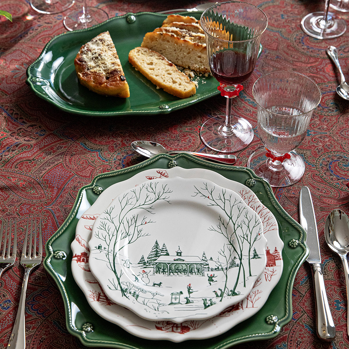 Berry & Thread 16" Platter - Basil - alternate angle