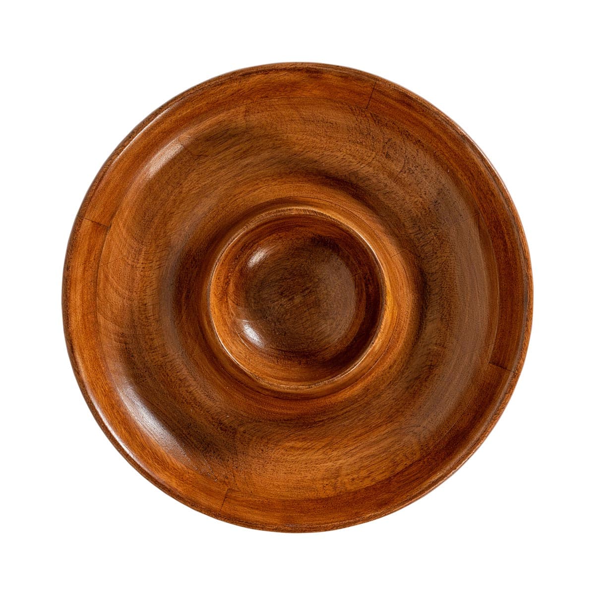 Elevate your chip and dip game to something more special with this hand-turned mango wood server that exudes natural beauty and casual elegance. A staple-piece for any entertaining enthusiast to keep on hand to serve a crowd with style, from holiday gatherings to family game night.