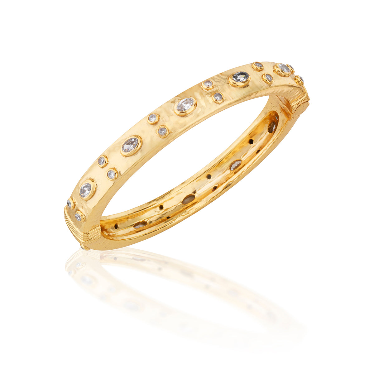 Maharani Hinged Bangle - Clear Cubic Zirconia detail 