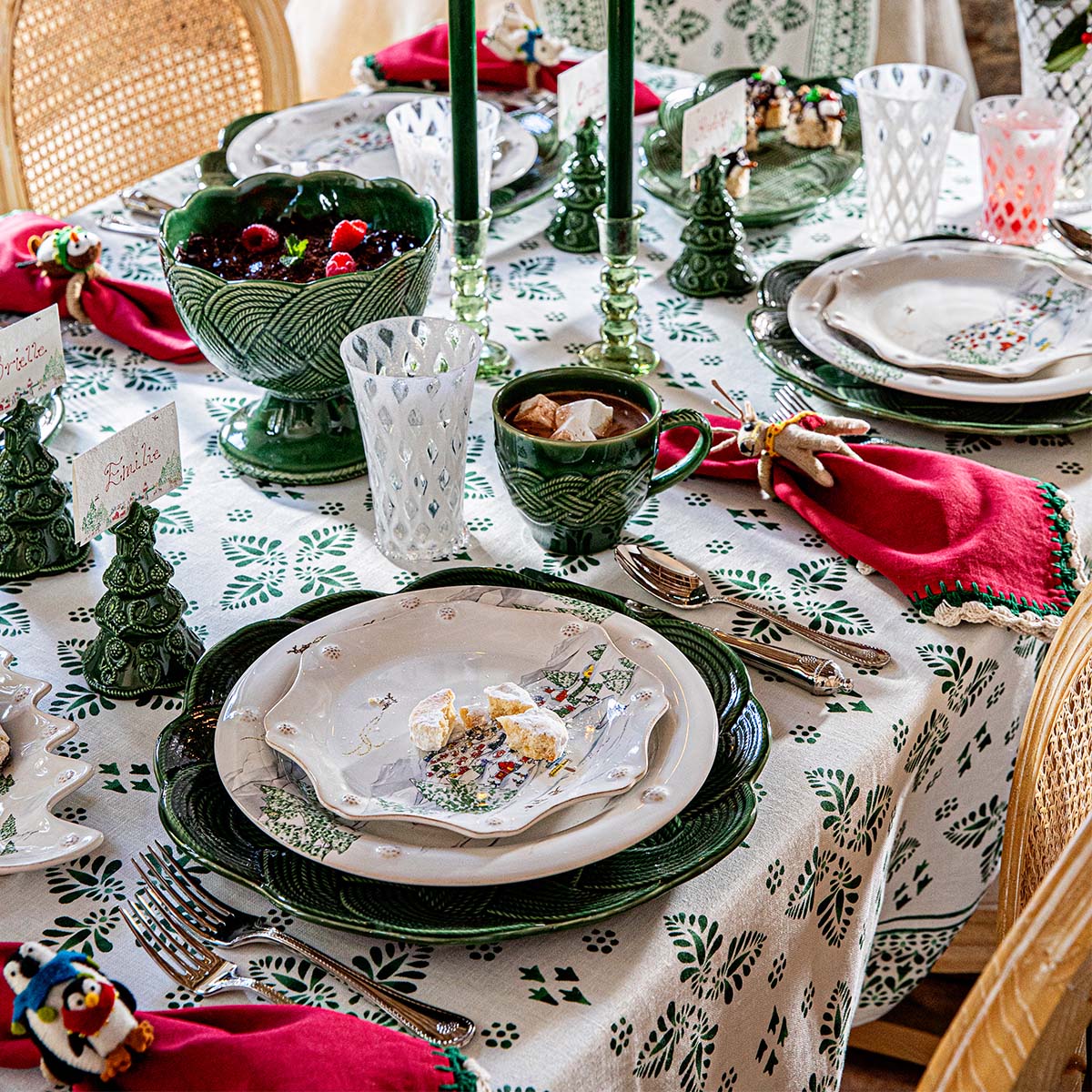 Iberian Border 60 in x 120 in Tablecloth - Evergreen – Juliska