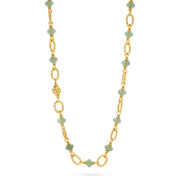 For when just a dash will do, we’ve added semi-precious jade beads to a classic chain necklace for a subtle splash of color. Gloriously versatile, this necklace moonlights as a bracelet when wrapped around the wrist three times, can be transformed into a lariat style, is designed for layering and can hang a pendant. Just like all women, this necklace is a beautiful multi-tasking gem. Offered in Ocean Blue, African Violet and Meadow Green.