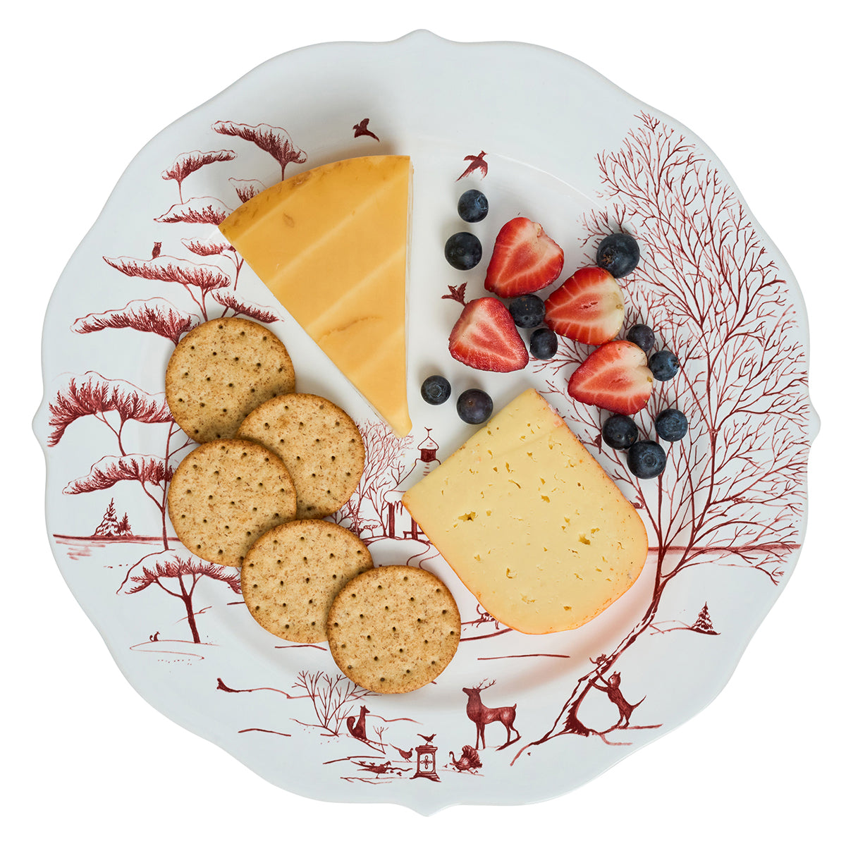 Country Estate Winter Frolic Charger/Platter - Ruby - styled table setting view