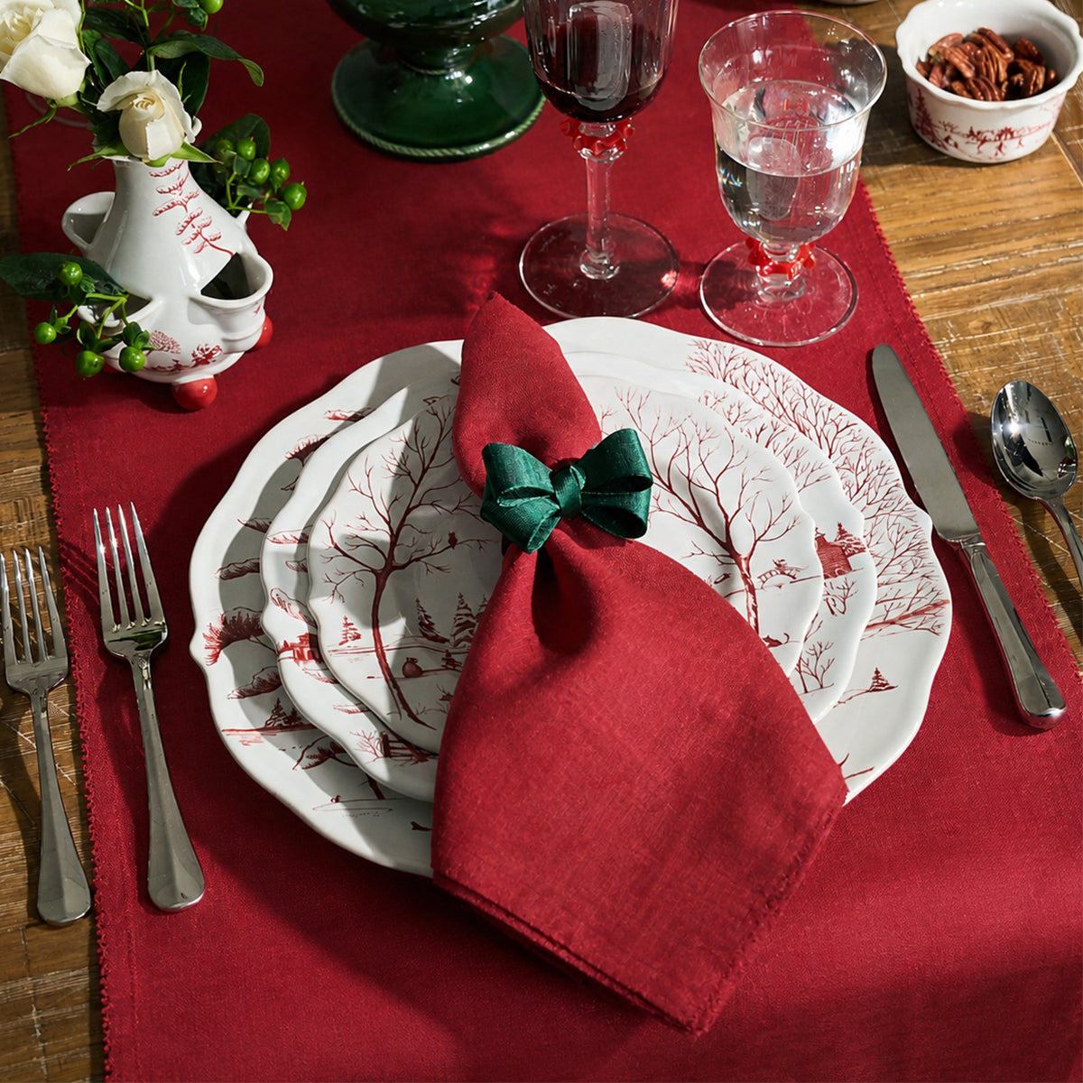 Berry Scallop 18" x 90" Table Runner - Ruby - alternate angle