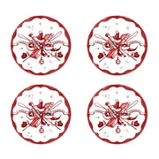 Tis the season for all the trimmings and this delightful set of coasters brings holiday happiness to your happy hour cheers! Featuring a festive crest taken from our Country Estate Winter Frolic collection by artist Deborah Sears, and done in ruby-red and snowy-white, these pair with your fireside tipples and craft cocktails.