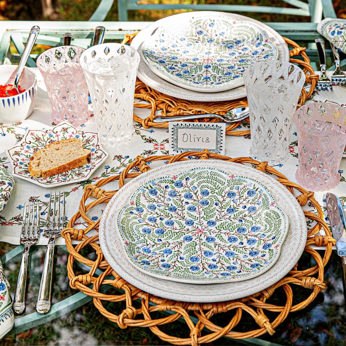 Villa Seville Scalloped Side-Cocktail Plate Set-4 - Chambray