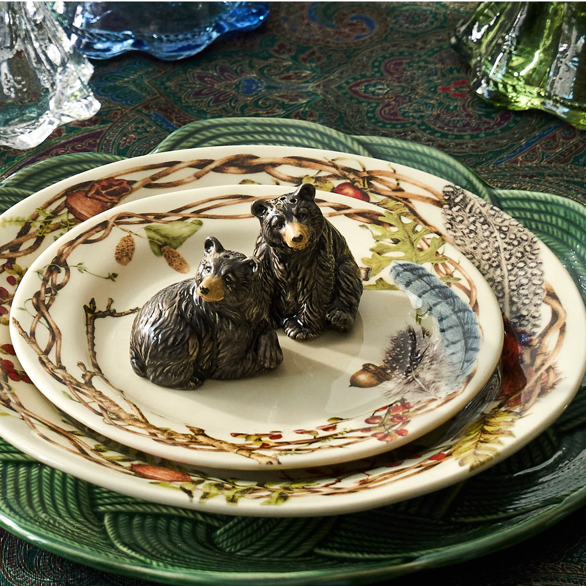 Clever Creatures Black Bear Salt and Pepper Shakers Set/2pc - lifestyle setting 
