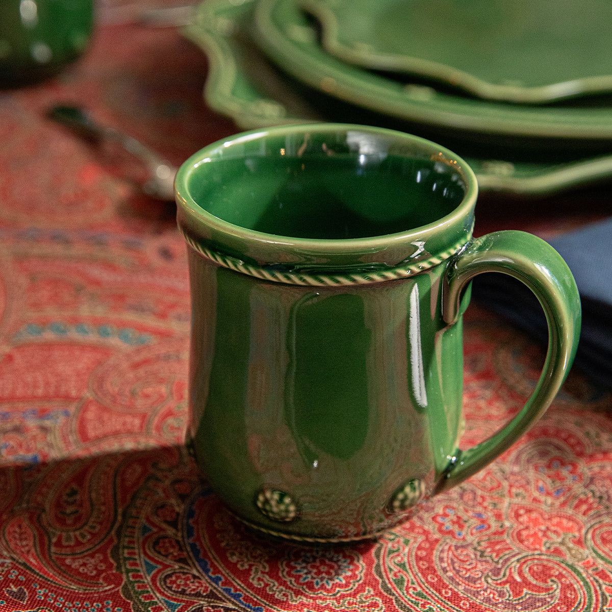 Berry & Thread Flared Mug - Basil - alternate angle