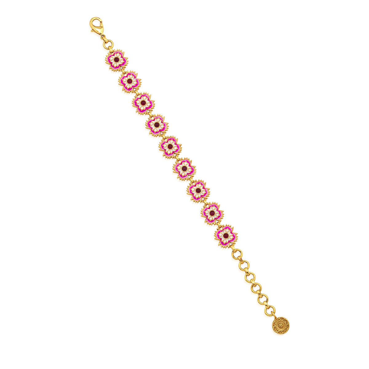 Dianthus Link Bracelet 7in Pink, detail view