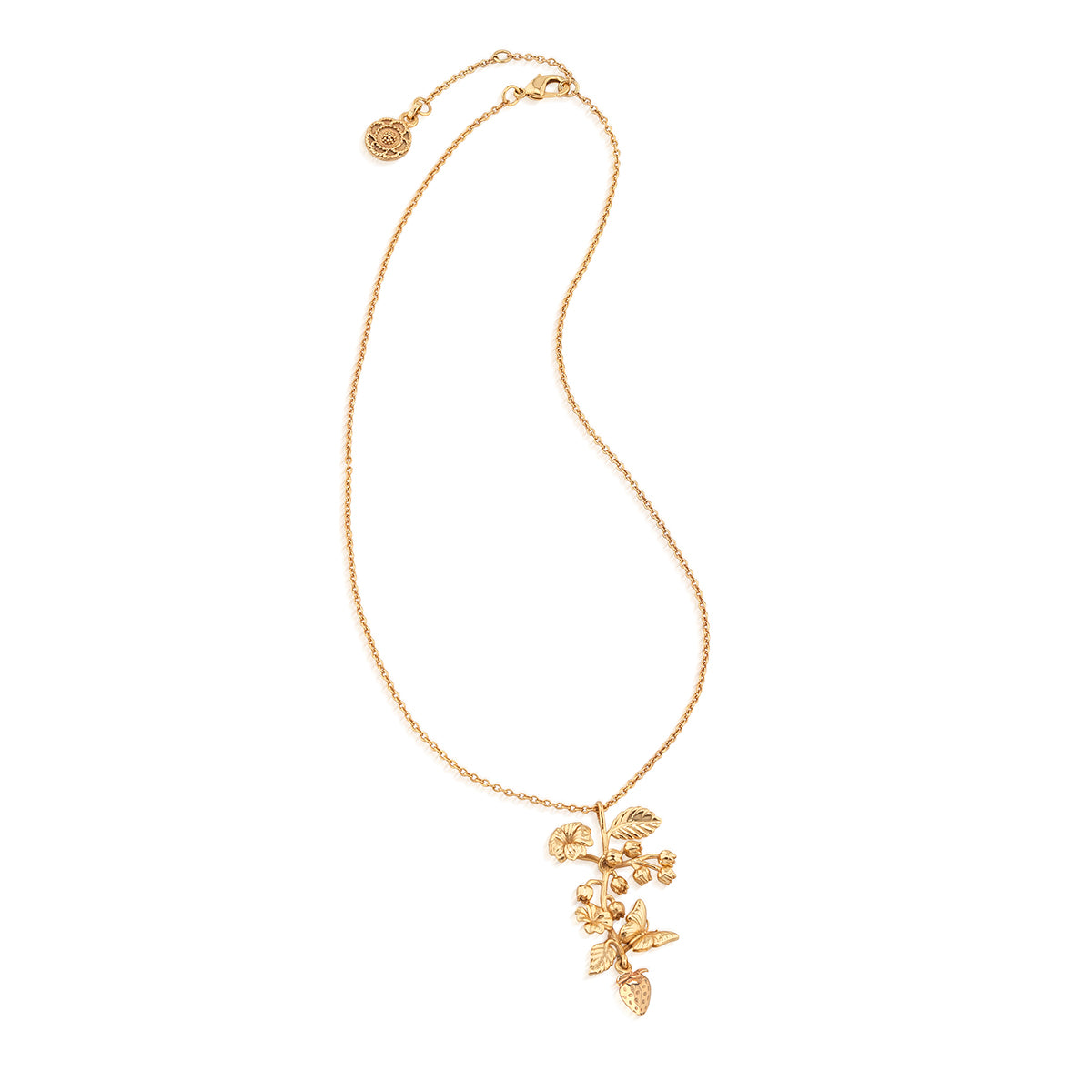 Meadow Walk Bouquet Charm Necklace 16in 2in Gold, detail view