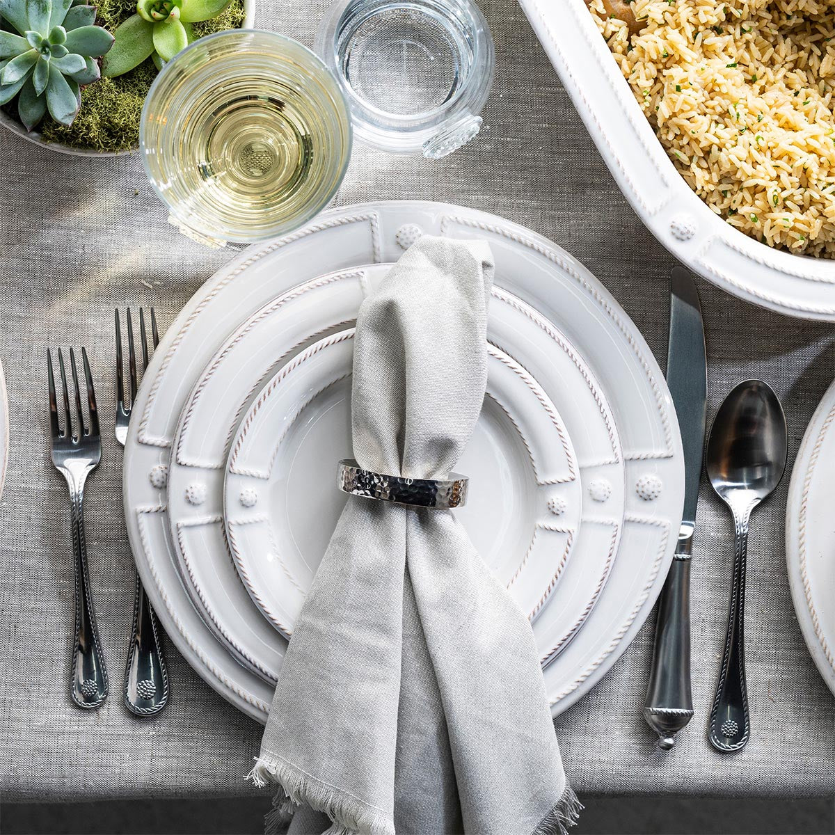 Berry & Thread French Panel Dinner Plate - Whitewash – Juliska