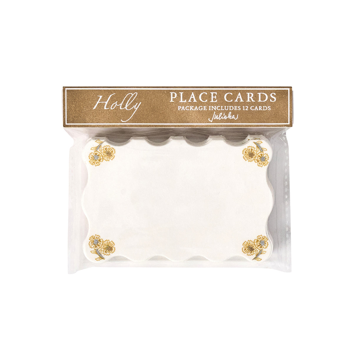 Berry & Thread Thistle Place Card Set/12 - Gold/Silver - detail view