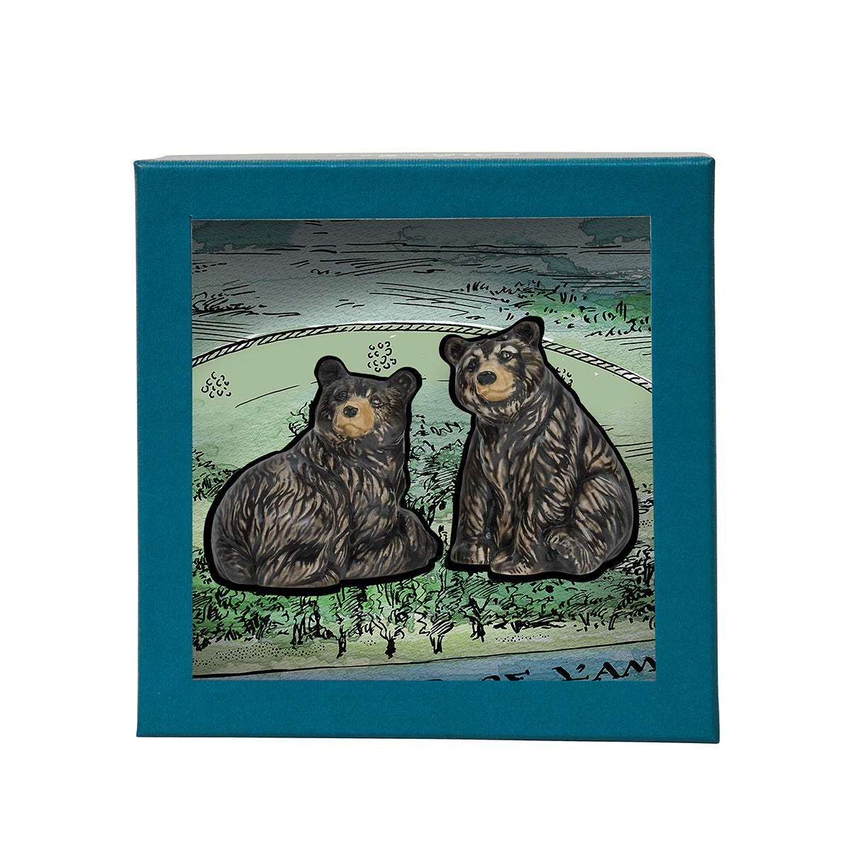 Clever Creatures Black Bear Salt and Pepper Shakers Set/2pc - styled table setting view