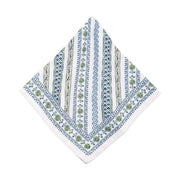 This cotton sateen napkin was inspired by our meanderings through the ancient streets of Seville where we fell in love with the ancient city’s hand-painted tiles, and created this charming striped motif in the refreshing and tranquil colors of the Spanish countryside.