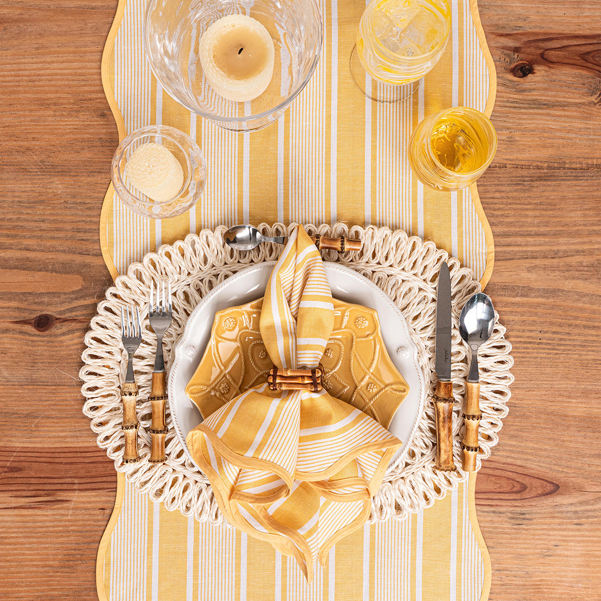 Cabana Stripe 18 in x 90 in Table Runner - Sunshine – Juliska