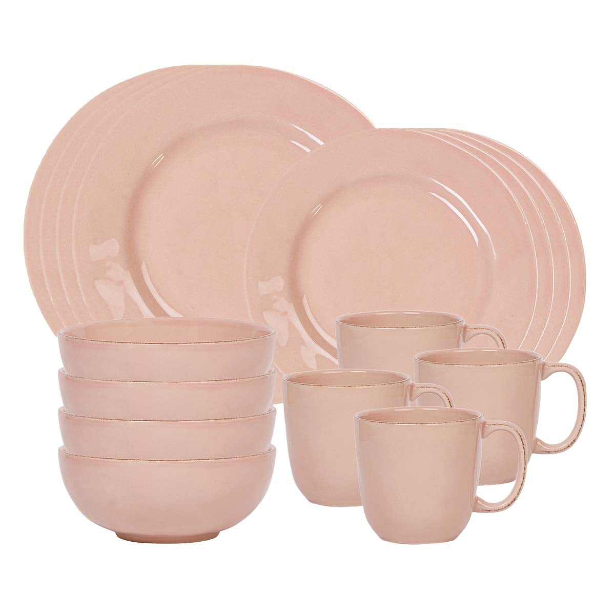Everything you need to set a stylish place at your table, this collection is perfect for parties, and eminently useful for every day. Inspired by the Portuguese regard for objects found in their most natural and uncontrived state, we created this simultaneously modern and timeless collection - simply beautiful by design, richly textural, and the perfect neutral canvas to serve up your every culinary adventure. Offered in a chic and delightful blush hue for a subtle pop of color, this 16 piece set provides s