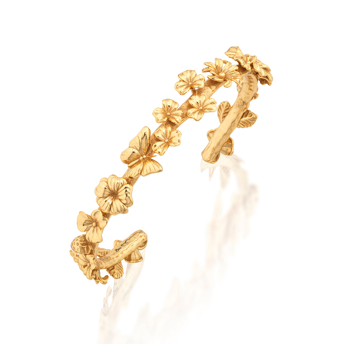 Meadow Walk Flowers Petite Cuff Gold, detail view
