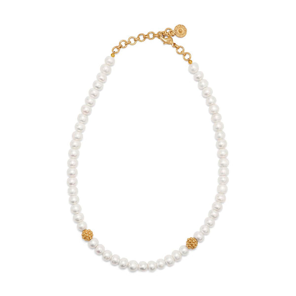 関税込☆VINTAGE HOLLYWOOD★Triple White Berry Pearl Necklace 7.5-8_WHITE_FW_TRIPLENK_ON-