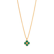 Berry Clover Double Sided Charm Necklace, 16"+2" - Malachite