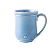 Blue flared mug with berries and thread motif