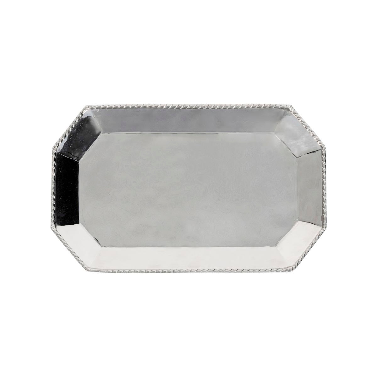 We are enchanted with the distinctive dimpling effect that is polished to brilliance for an undeniably sophisticated effect --use this versatile tray for carrying cocktails al fresco, as a mainstay at the bar, and even serving tea in the garden. Decorated with a tidy trimming of simple thread, each piece in our gleaming Graham barware collection is handmade in hammered stainless steel.