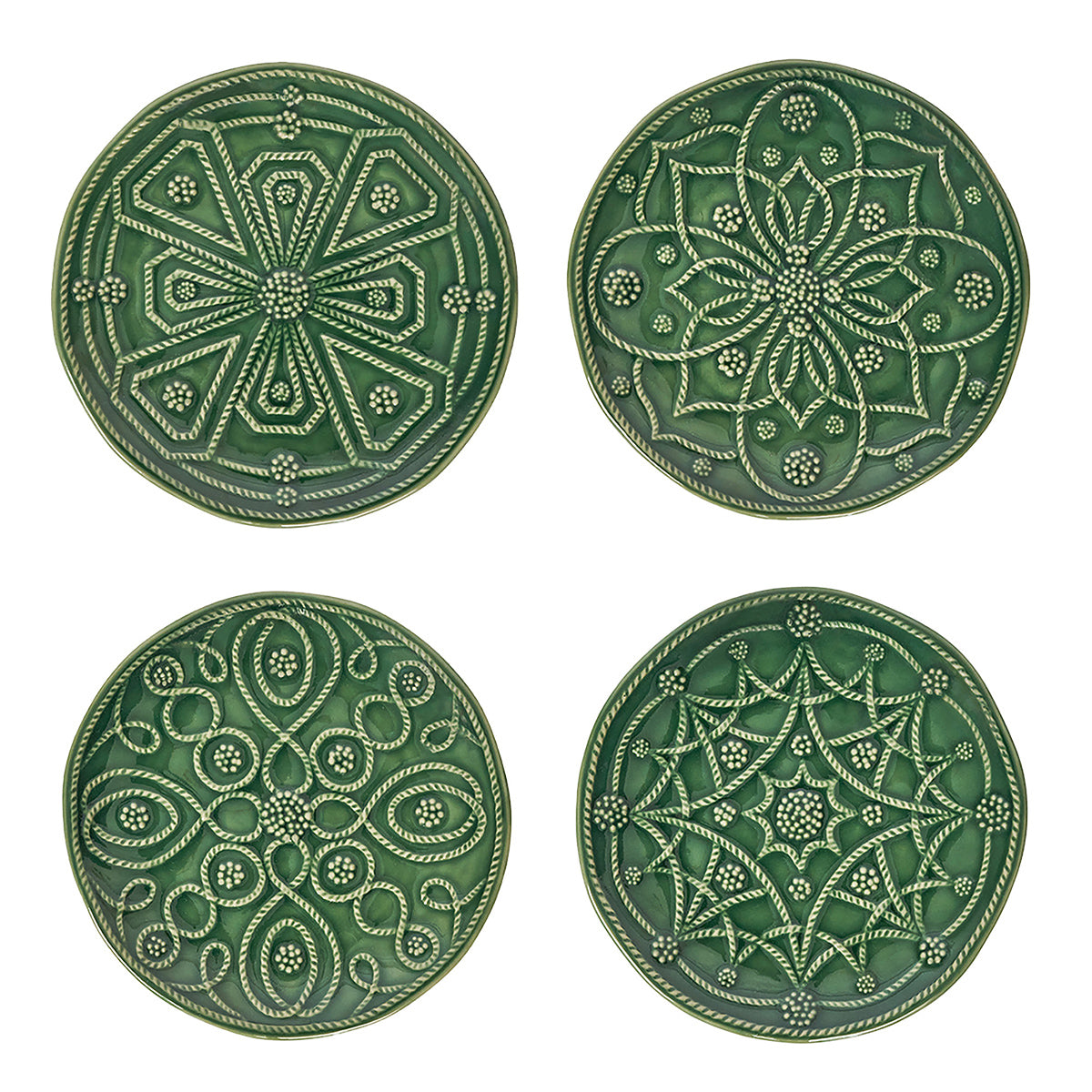 Jardins du Monde Side/Cocktail Plate Assorted Set/4 - Basil - Basil