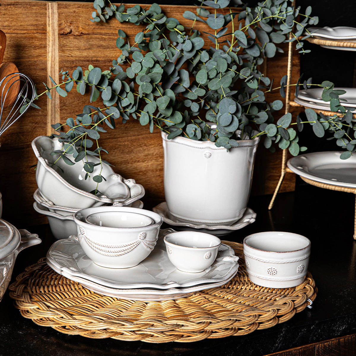 Berry & Thread Nesting Prep Bowl Set/4pc - Whitewash, lifestyle setting