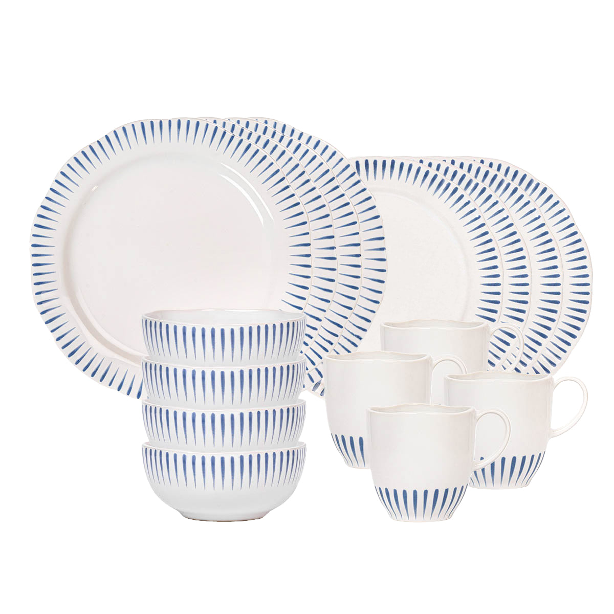 Sitio Stripe 16pc Place Setting - Delft Blue - Delft Blue