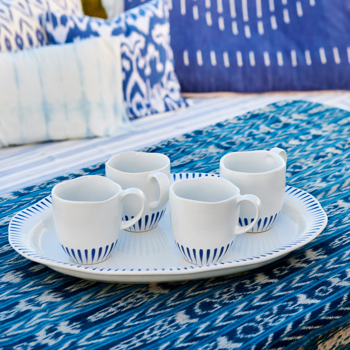 Sitio Stripe 17" Serving Platter - Delft Blue, alternate angle