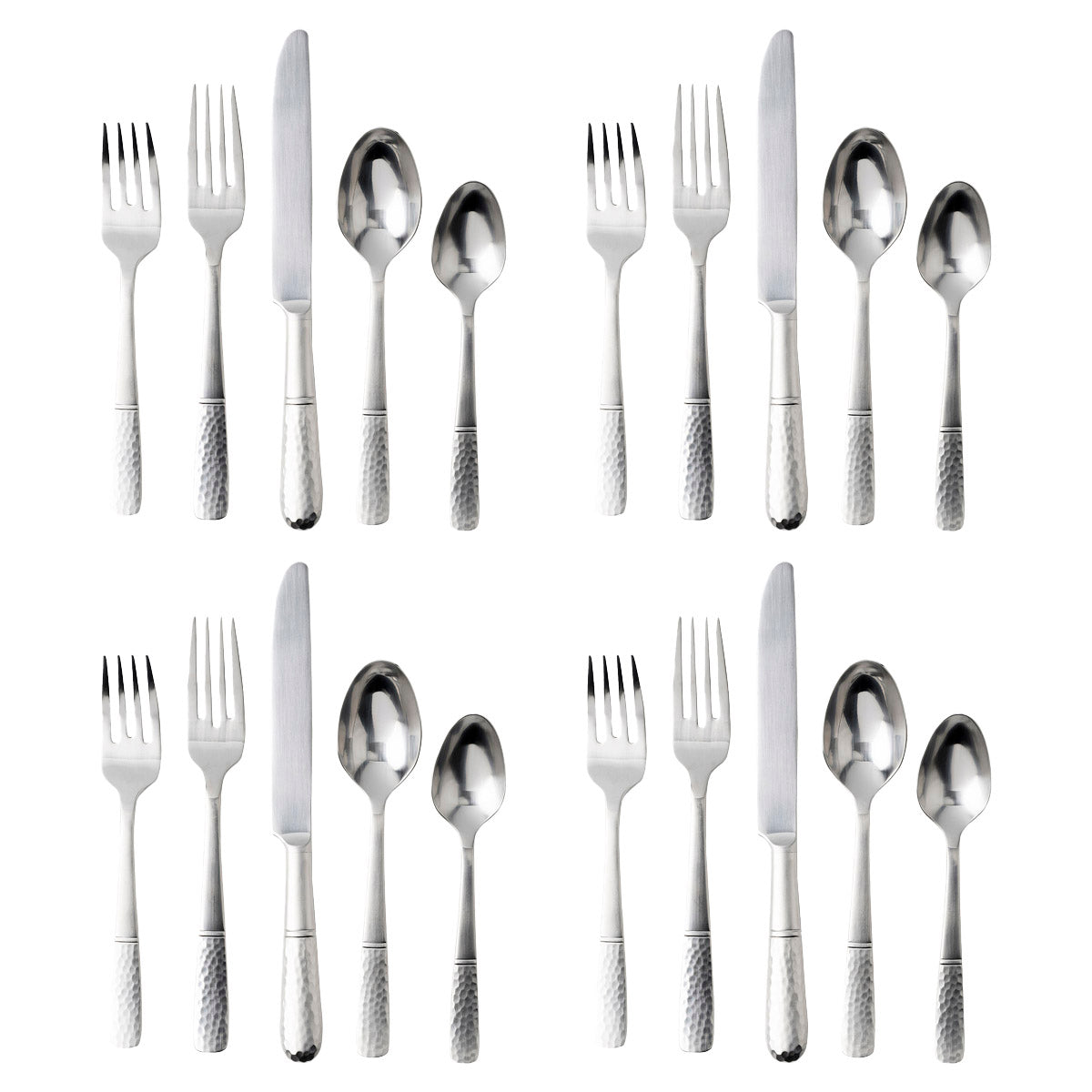 The secret ingredient to pulling together a finished look for any table, flatware is a staple piece and evokes statement jewelry. Inspired by the moment dappled water as it reaches the shoreline, our Carine flatware features a handle that is divided into two contrasting textures: shimmering water meeting the smooth earth.