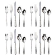 The secret ingredient to pulling together a finished look for any table, flatware is a staple piece and evokes statement jewelry. Inspired by the moment dappled water as it reaches the shoreline, our Carine flatware features a handle that is divided into two contrasting textures: shimmering water meeting the smooth earth.